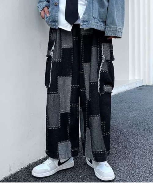 .KOM（ドットコム）の「『.KOM/ドットケーオーエム』パッチワークワイドデニムパンツ【Y】【CN】（デニムパンツ・メンズ・ブラック・XL/L）」の6枚目の写真