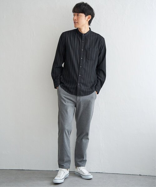 ikka（イッカ）の「イージーケアフランネルバンドカラーシャツ（シャツ/ブラウス・メンズ・チャコールグレー/ホワイト/ブラック/ネイビー・M/L/XL/S）」の9枚目の写真