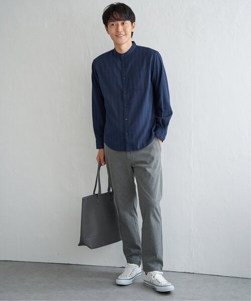 ikka（イッカ）の「イージーケアフランネルバンドカラーシャツ（シャツ/ブラウス・メンズ・チャコールグレー/ホワイト/ブラック/ネイビー・M/L/XL/S）」の11枚目の写真