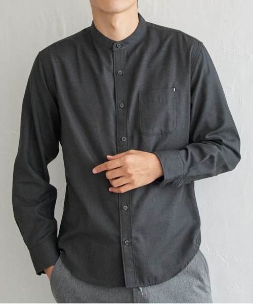 ikka（イッカ）の「イージーケアフランネルバンドカラーシャツ（シャツ/ブラウス・メンズ・チャコールグレー/ホワイト/ブラック/ネイビー・M/L/XL/S）」の3枚目の写真