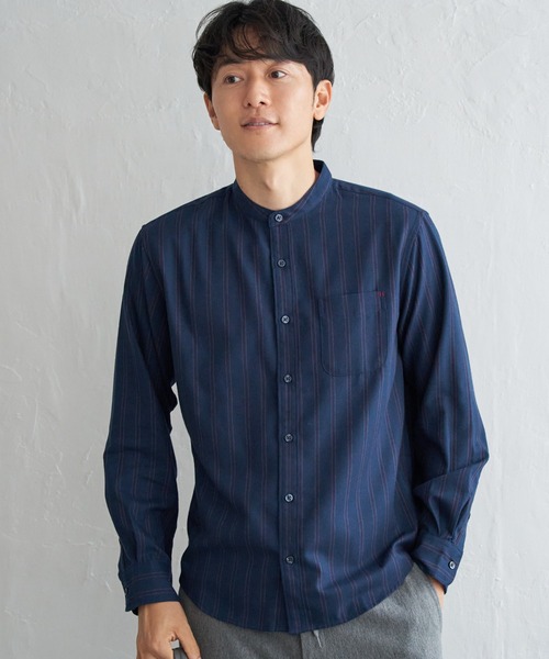 ikka（イッカ）の「イージーケアフランネルバンドカラーシャツ（シャツ/ブラウス・メンズ・チャコールグレー/ホワイト/ブラック/ネイビー・M/L/XL/S）」の7枚目の写真