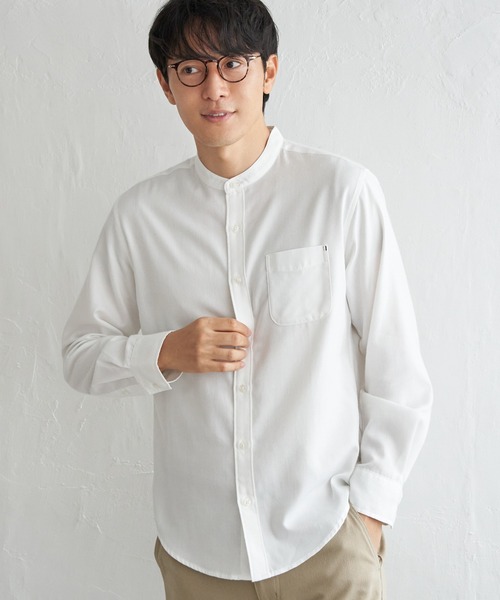 ikka（イッカ）の「イージーケアフランネルバンドカラーシャツ（シャツ/ブラウス・メンズ・チャコールグレー/ホワイト/ブラック/ネイビー・M/L/XL/S）」の5枚目の写真