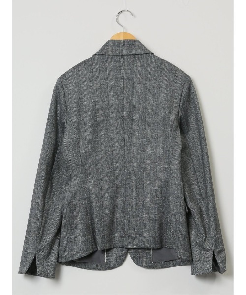 m.f.editorial(エムエフエディトリアル)の「【ストレッチ ハンドウォッシャブル】m.f.エディトリアル レディース ポンチ 1ボタンジャケット チェックグレー(セットアップ可能)(スーツジャケット・レディース・グレー・LARGE/X-LARGE/S/MEDIUM)」の5枚目の写真