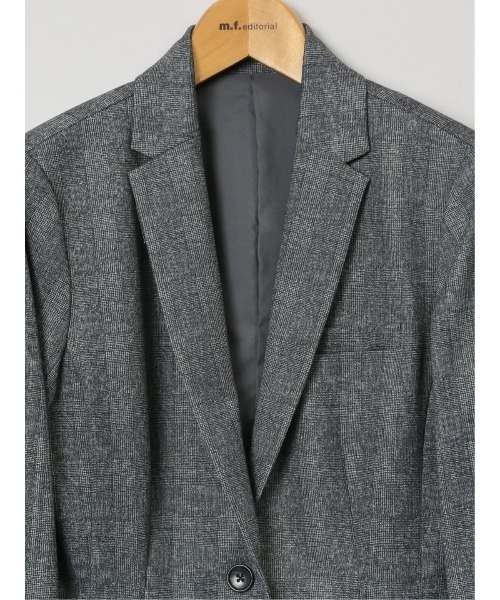 m.f.editorial(エムエフエディトリアル)の「【ストレッチ ハンドウォッシャブル】m.f.エディトリアル レディース ポンチ 1ボタンジャケット チェックグレー(セットアップ可能)(スーツジャケット・レディース・グレー・LARGE/X-LARGE/S/MEDIUM)」の6枚目の写真