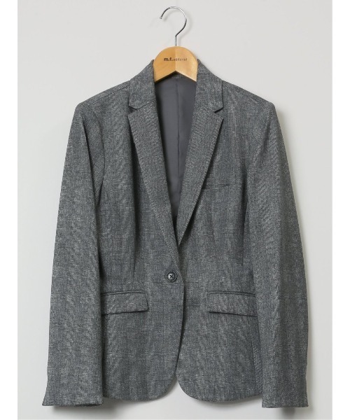 m.f.editorial(エムエフエディトリアル)の「【ストレッチ ハンドウォッシャブル】m.f.エディトリアル レディース ポンチ 1ボタンジャケット チェックグレー(セットアップ可能)(スーツジャケット・レディース・グレー・LARGE/X-LARGE/S/MEDIUM)」の9枚目の写真