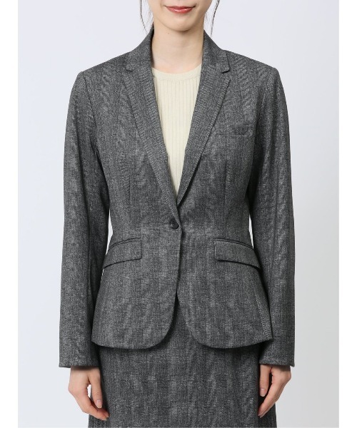 m.f.editorial(エムエフエディトリアル)の「【ストレッチ ハンドウォッシャブル】m.f.エディトリアル レディース ポンチ 1ボタンジャケット チェックグレー(セットアップ可能)(スーツジャケット・レディース・グレー・LARGE/X-LARGE/S/MEDIUM)」の10枚目の写真