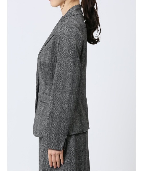 m.f.editorial(エムエフエディトリアル)の「【ストレッチ ハンドウォッシャブル】m.f.エディトリアル レディース ポンチ 1ボタンジャケット チェックグレー(セットアップ可能)(スーツジャケット・レディース・グレー・LARGE/X-LARGE/S/MEDIUM)」の11枚目の写真