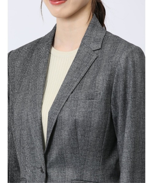 m.f.editorial(エムエフエディトリアル)の「【ストレッチ ハンドウォッシャブル】m.f.エディトリアル レディース ポンチ 1ボタンジャケット チェックグレー(セットアップ可能)(スーツジャケット・レディース・グレー・LARGE/X-LARGE/S/MEDIUM)」の13枚目の写真