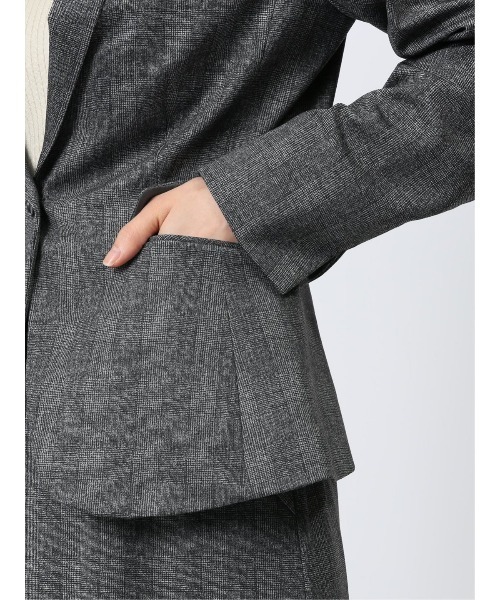 m.f.editorial(エムエフエディトリアル)の「【ストレッチ ハンドウォッシャブル】m.f.エディトリアル レディース ポンチ 1ボタンジャケット チェックグレー(セットアップ可能)(スーツジャケット・レディース・グレー・LARGE/X-LARGE/S/MEDIUM)」の14枚目の写真