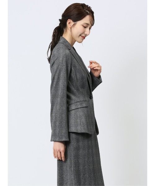 m.f.editorial(エムエフエディトリアル)の「【ストレッチ ハンドウォッシャブル】m.f.エディトリアル レディース ポンチ 1ボタンジャケット チェックグレー(セットアップ可能)(スーツジャケット・レディース・グレー・LARGE/X-LARGE/S/MEDIUM)」の18枚目の写真