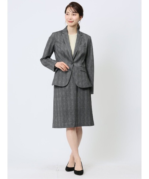 m.f.editorial(エムエフエディトリアル)の「【ストレッチ ハンドウォッシャブル】m.f.エディトリアル レディース ポンチ 1ボタンジャケット チェックグレー(セットアップ可能)(スーツジャケット・レディース・グレー・LARGE/X-LARGE/S/MEDIUM)」の19枚目の写真