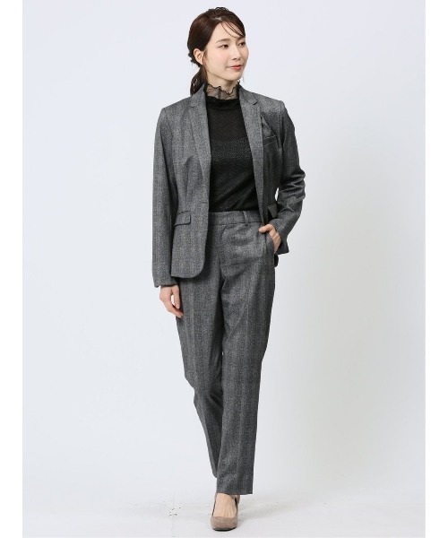 m.f.editorial(エムエフエディトリアル)の「【ストレッチ ハンドウォッシャブル】m.f.エディトリアル レディース ポンチ 1ボタンジャケット チェックグレー(セットアップ可能)(スーツジャケット・レディース・グレー・LARGE/X-LARGE/S/MEDIUM)」の20枚目の写真