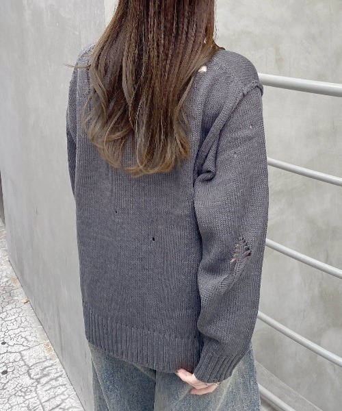 INGNI(イング)の「ブロークンニット(ニット/セーター・レディース・チャコールグレー/ブルー/アイボリー・M)」の19枚目の写真