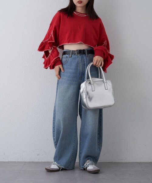 HELLO.SANFRANCISCO（ハローサンフランシスコ）の「【HELLO.SANFRANCISCO】カットアウトフリルトップス（Tシャツ/カットソー・レディース・レッド/ベージュ/ネイビー・ONE SIZE）」の15枚目の写真