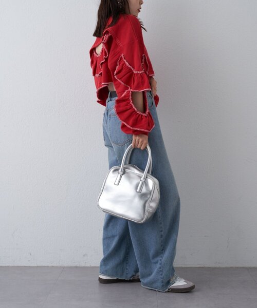 HELLO.SANFRANCISCO（ハローサンフランシスコ）の「【HELLO.SANFRANCISCO】カットアウトフリルトップス（Tシャツ/カットソー・レディース・レッド/ベージュ/ネイビー・ONE SIZE）」の18枚目の写真