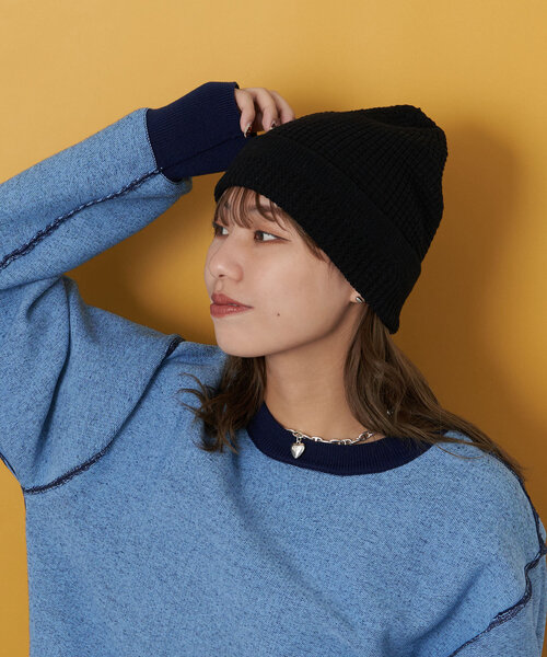 CIAOPANIC(チャオパニック)の「ベーシックニット帽(キャップ・レディース・グレー/ブラック・ONE SIZE)」の5枚目の写真