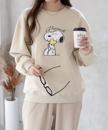 PEANUTS スヌーピー さがら刺繍 ルーズシルエットトレーナー