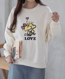 PEANUTS スヌーピー さがら刺繍 ルーズシルエットトレーナー