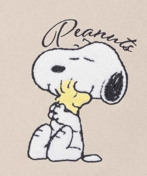 PEANUTS(ピーナッツ)の「PEANUTS スヌーピー さがら刺繍 ルーズシルエットトレーナー(スウェット・レディース・ベージュ/ブラック/クリーム/杢グレー・フリー)」の15枚目の写真