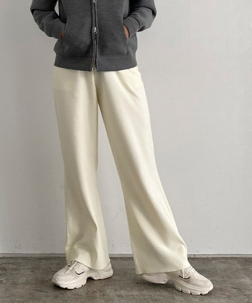 RASW（ラス）の「[RASW]ニットストレートパンツ（その他パンツ・レディース・アイボリー/チャコール・S/M/L）」の2枚目の写真