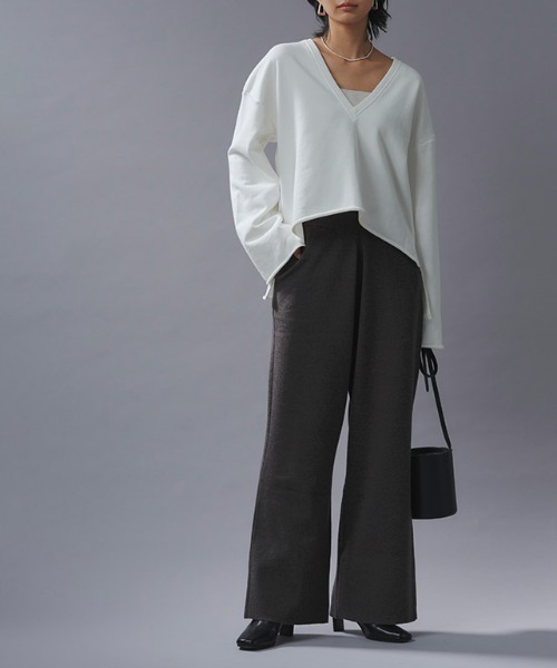 RASW（ラス）の「[RASW]ニットストレートパンツ（その他パンツ・レディース・アイボリー/チャコール・S/M/L）」の10枚目の写真