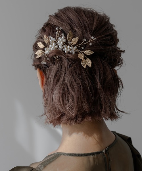 epic day（エピックデイ）の「バルーンパール＆リーフヘアコーム（その他ヘアアクセサリー・レディース・シルバー/ゴールド・F）」の2枚目の写真