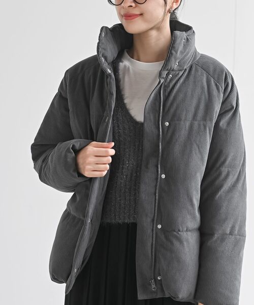 グレー コーデュロイ ボタンアップジャケット コーデュロイ中綿スタンドジャケット（ダウンジャケット/コート）｜rps