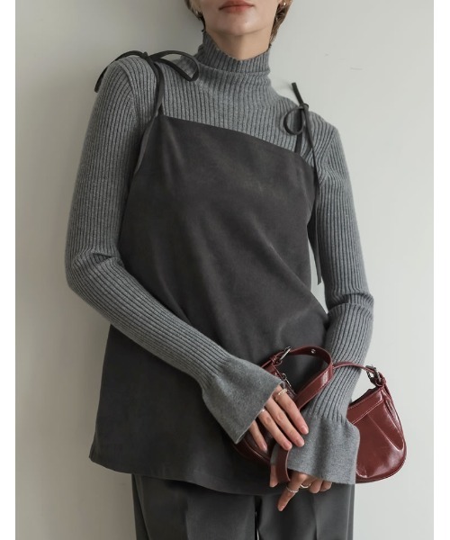 Re:EDIT（リエディ）の「[2024-25 WINTER COLLECTION]微起毛ツイルバックシャンキャミソールチュニック（キャミソール・レディース・グレー/ブラック/ブラウン・MEDIUM/LARGE）」の16枚目の写真