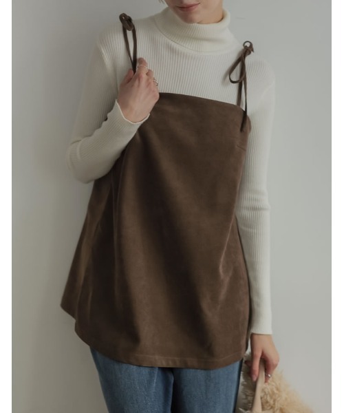 Re:EDIT（リエディ）の「[2024-25 WINTER COLLECTION]微起毛ツイルバックシャンキャミソールチュニック（キャミソール・レディース・グレー/ブラック/ブラウン・MEDIUM/LARGE）」の21枚目の写真