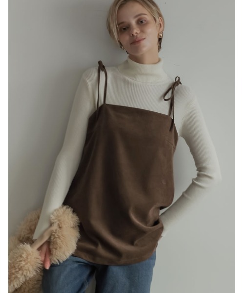 Re:EDIT（リエディ）の「[2024-25 WINTER COLLECTION]微起毛ツイルバックシャンキャミソールチュニック（キャミソール・レディース・グレー/ブラック/ブラウン・MEDIUM/LARGE）」の5枚目の写真