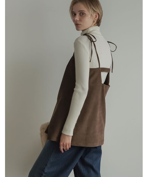 Re:EDIT（リエディ）の「[2024-25 WINTER COLLECTION]微起毛ツイルバックシャンキャミソールチュニック（キャミソール・レディース・グレー/ブラック/ブラウン・MEDIUM/LARGE）」の6枚目の写真