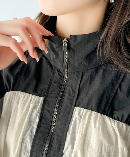 セール】柔らかなシアーが魅力。軽量ナイロン異素材ドッキングギャザー