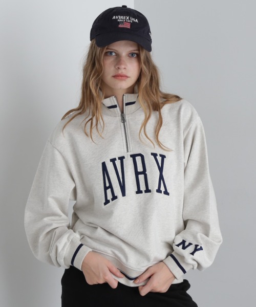 AVIREX（アヴィレックス）の「《直営店限定》LINE RIB LOGO SWEAT/ラインリブ ロゴスウェット（スウェット・レディース・オートミール/ネイビー/その他5・F）」の2枚目の写真