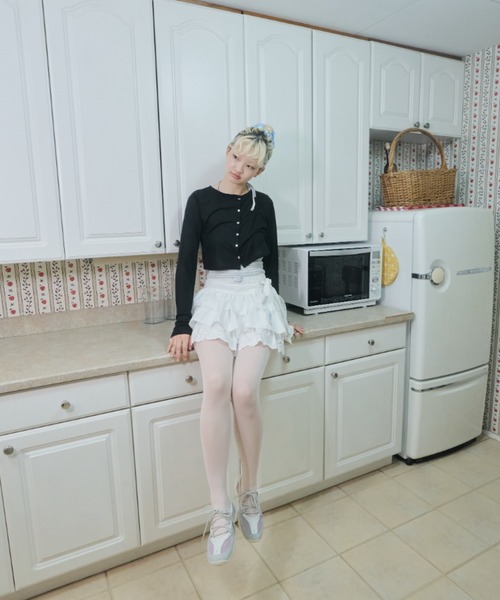 Smyeon（スミョン）の「Long sleeve sheer cardigan/ロングスリーブカットカーディガン（カーディガン/ボレロ・レディース・グレー/ライトブルー/ブラック・FREE）」の16枚目の写真