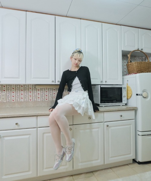 Smyeon（スミョン）の「Long sleeve sheer cardigan/ロングスリーブカットカーディガン（カーディガン/ボレロ・レディース・グレー/ライトブルー/ブラック・FREE）」の17枚目の写真