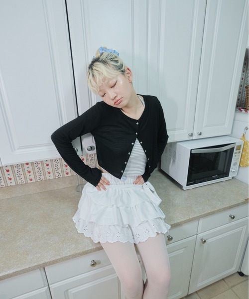 Smyeon（スミョン）の「Long sleeve sheer cardigan/ロングスリーブカットカーディガン（カーディガン/ボレロ・レディース・グレー/ライトブルー/ブラック・FREE）」の19枚目の写真