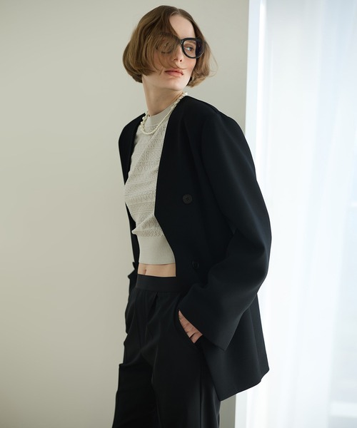 セール】カーブラインブレザー / Curve Line Blazer（ノーカラー