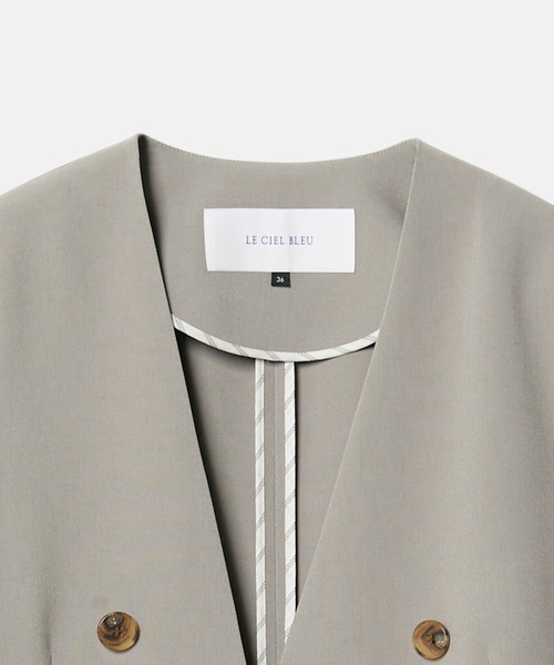 LE CIEL BLEU(ルシェルブルー)の「カーブラインブレザー / Curve Line Blazer(ノーカラージャケット・レディース・ブラック/グレー・36)」の9枚目の写真