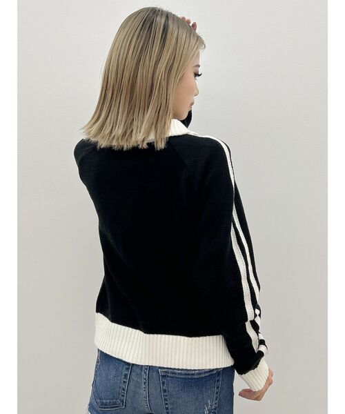 GYDA（ジェイダ）の「GDアームラインニットブルゾン（カーディガン/ボレロ・レディース・ブラック/チャコールグレー/オフホワイト・FREE）」の9枚目の写真