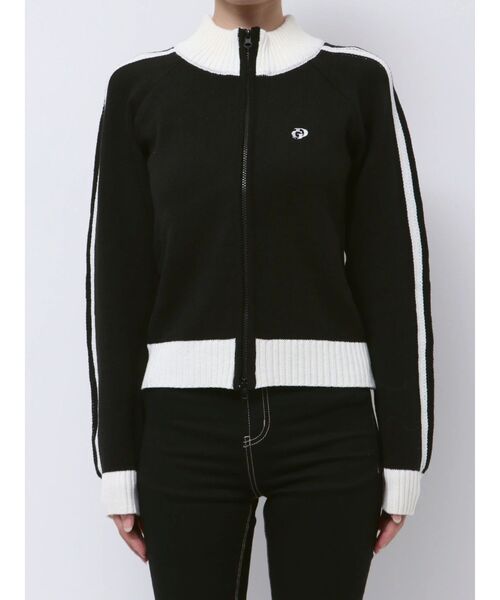 GYDA（ジェイダ）の「GDアームラインニットブルゾン（カーディガン/ボレロ・レディース・ブラック/チャコールグレー/オフホワイト・FREE）」の12枚目の写真