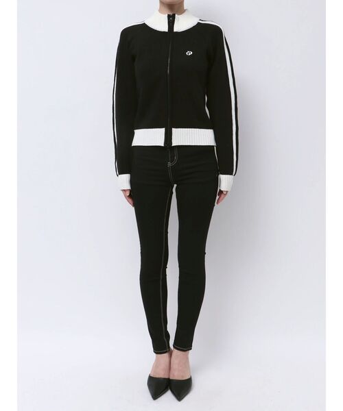 GYDA（ジェイダ）の「GDアームラインニットブルゾン（カーディガン/ボレロ・レディース・ブラック/チャコールグレー/オフホワイト・FREE）」の19枚目の写真