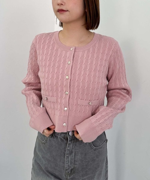 archives（アルシーヴ）の「細ケーブルニットカーディガン（ニット/セーター・レディース・アイボリー/ブルー/ピンク/ネイビー・MEDIUM）」の4枚目の写真