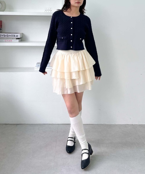 archives（アルシーヴ）の「細ケーブルニットカーディガン（ニット/セーター・レディース・アイボリー/ブルー/ピンク/ネイビー・MEDIUM）」の9枚目の写真