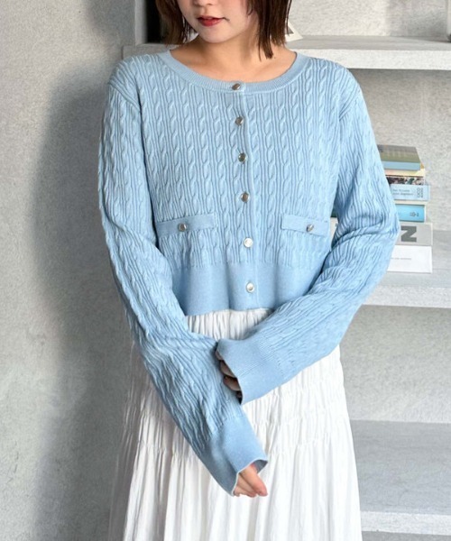 archives（アルシーヴ）の「細ケーブルニットカーディガン（ニット/セーター・レディース・アイボリー/ブルー/ピンク/ネイビー・MEDIUM）」の21枚目の写真