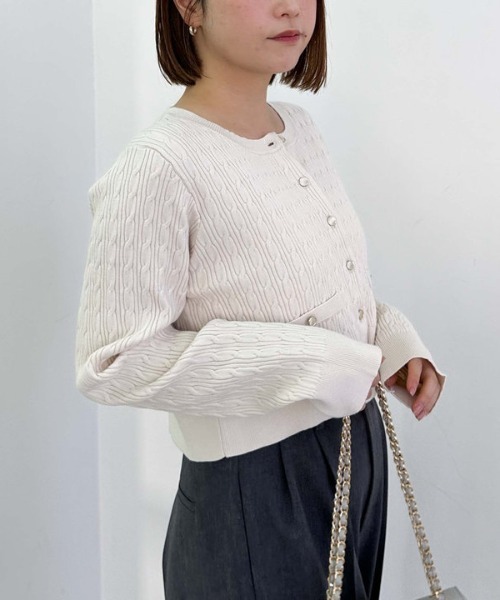 archives（アルシーヴ）の「細ケーブルニットカーディガン（ニット/セーター・レディース・アイボリー/ブルー/ピンク/ネイビー・MEDIUM）」の14枚目の写真
