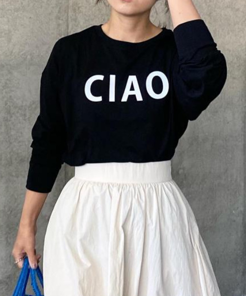 aquagarage（アクアガレージ）の「長袖ロゴTシャツ（Tシャツ/カットソー・レディース・ブラック/グレイッシュベージュ/ホワイト・M）」の3枚目の写真