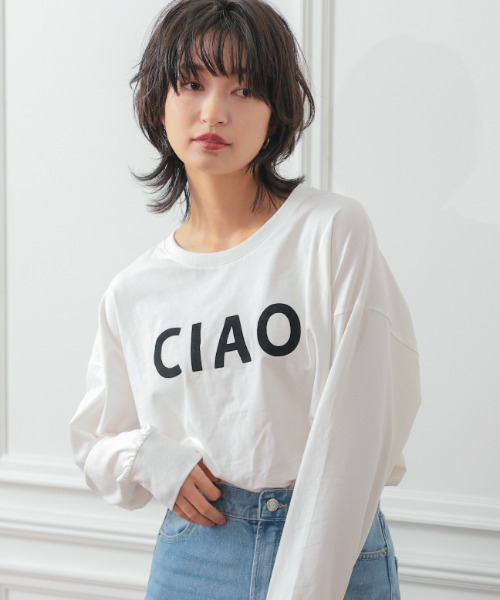 aquagarage（アクアガレージ）の「長袖ロゴTシャツ（Tシャツ/カットソー・レディース・ブラック/グレイッシュベージュ/ホワイト・M）」の4枚目の写真
