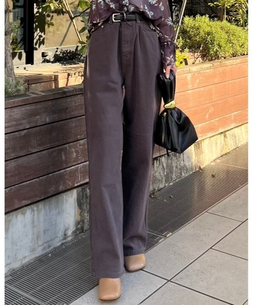AMAIL(アマイル)の「COLOR デニムパンツ(デニムパンツ・レディース・ブラウン/ピンク・S/M)」の3枚目の写真