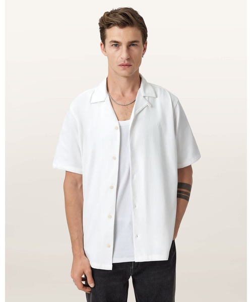 ALLSAINTS(オールセインツ)の「HUDSON RELAXED FIT RAMSKULL SHIRT | HUDSON リラックス フィット ラムスカル シャツ(シャツ/ブラウス・メンズ・ホワイト系その他・S/M/L/XL/XS)」の1枚目の写真