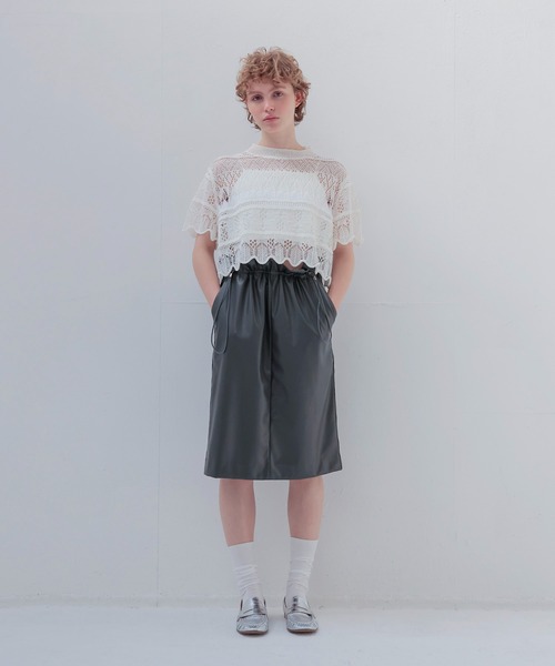 DRESSLAVE（ドレスレイブ）の「drawstring smooth leather like skirt(ドローストリングスムースレザーライクスカート)（スカート・レディース・ブラウン/グレー・38）」の8枚目の写真